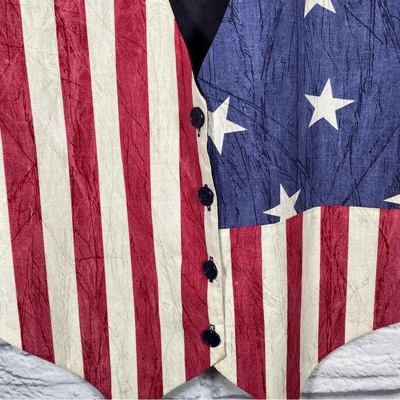 Vintage 111 Main Patriotic Stars & Stripes American Flag Vest Size S/M - Picture 3 of 10